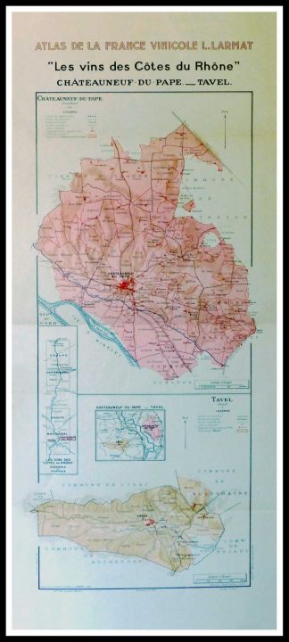 Carte Originale Des Vins Atlas Vinicole De France Les Vins Cotes Du Rhone Chateauneuf Du Pape Tavel Louis Larmat 1942 Poster Paul