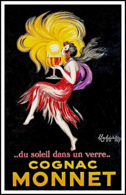 CAPPIELLO affiche ancienne originale publicitaire - du soleil dans un verre .... Cognac Monnet, 1927